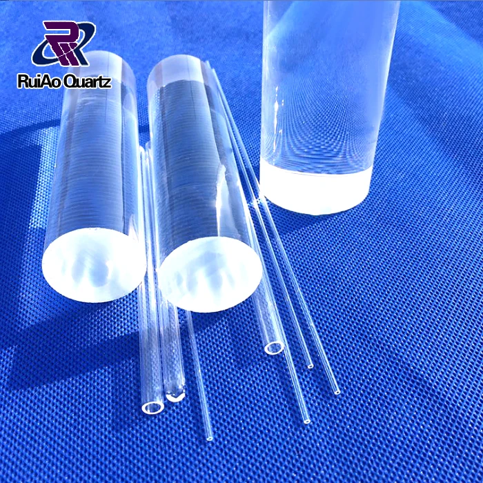 Custom size clear fused quartz rod with smooth cut ends