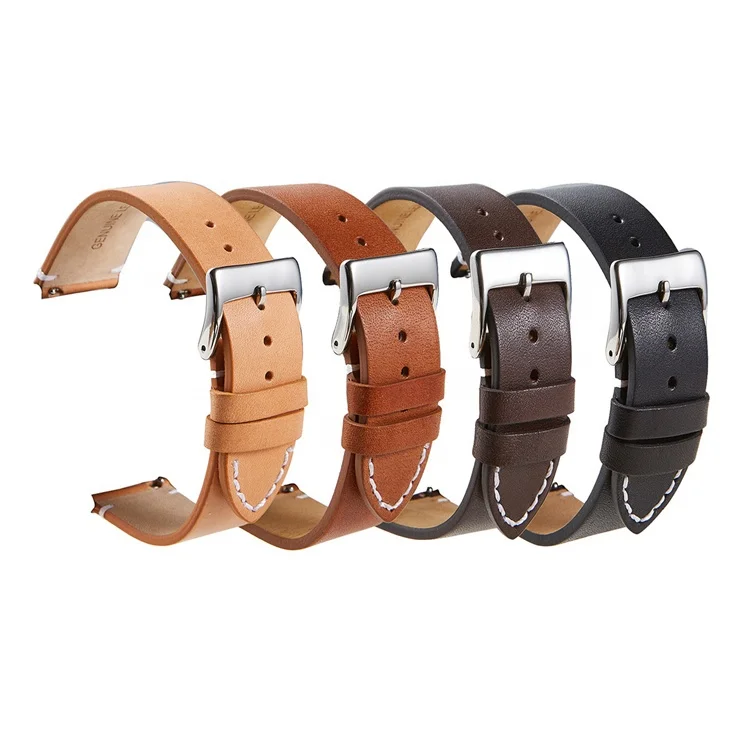Vintage oil real leather watch band retro 16 18 20 22 24 mm smooth genuine leather watch strap for smart watch