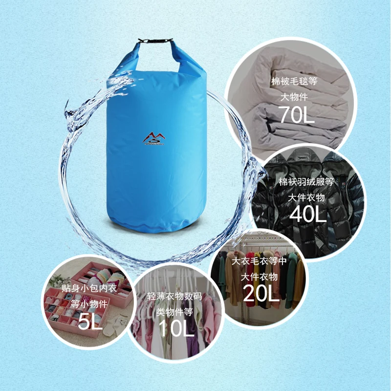
High Quality 100% Polyester PU Coating waterproof dry bag 