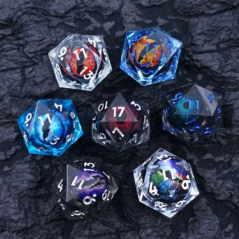 Жидкое ядро дракона глаз D20 синие прозрачные игральные кости RPG настольные игровые кубики аксессуары dnd 20-сторонние одинарные