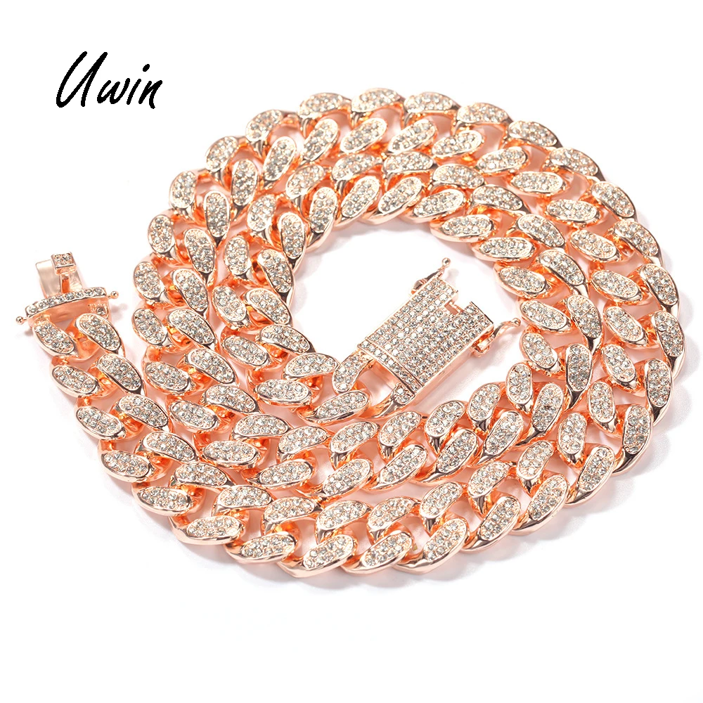 HipHop 20mm Cuban Link Chain Iced Out Miami Gold Cuban Cheap Wholesale Dropshipping Rapper Jewelries