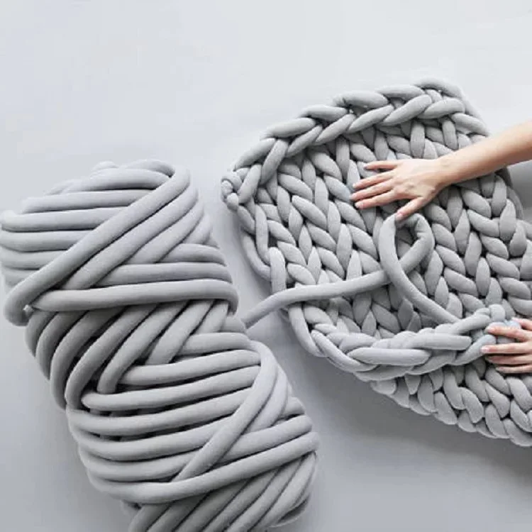 Оптовая продажа, вязальная детская гигантская трубка для ручного вязания, Смешанная Меланжевая супер крупная бесшовная полиэфирная пряжа