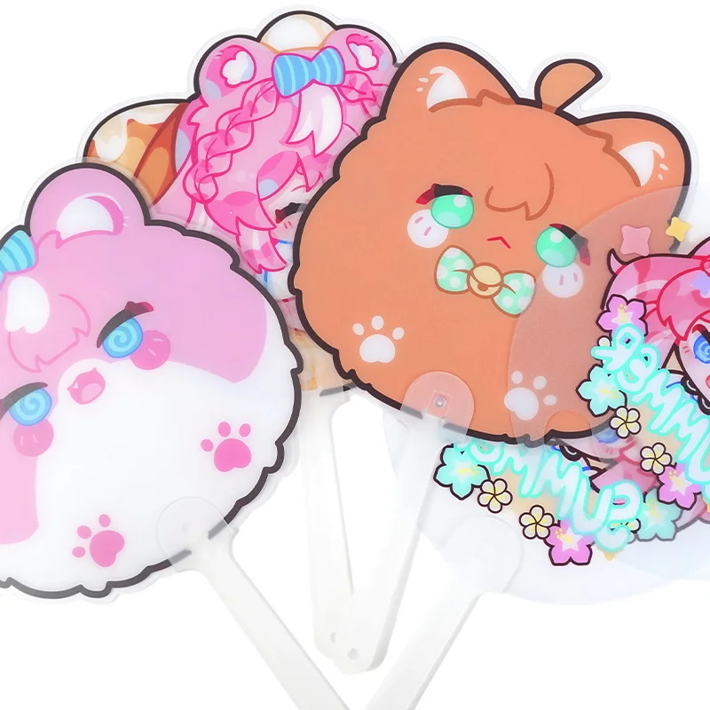 Vograce Custom Made Printed Cartoon Hand Fans Bulk Cute Anime PVC Hand Fan
