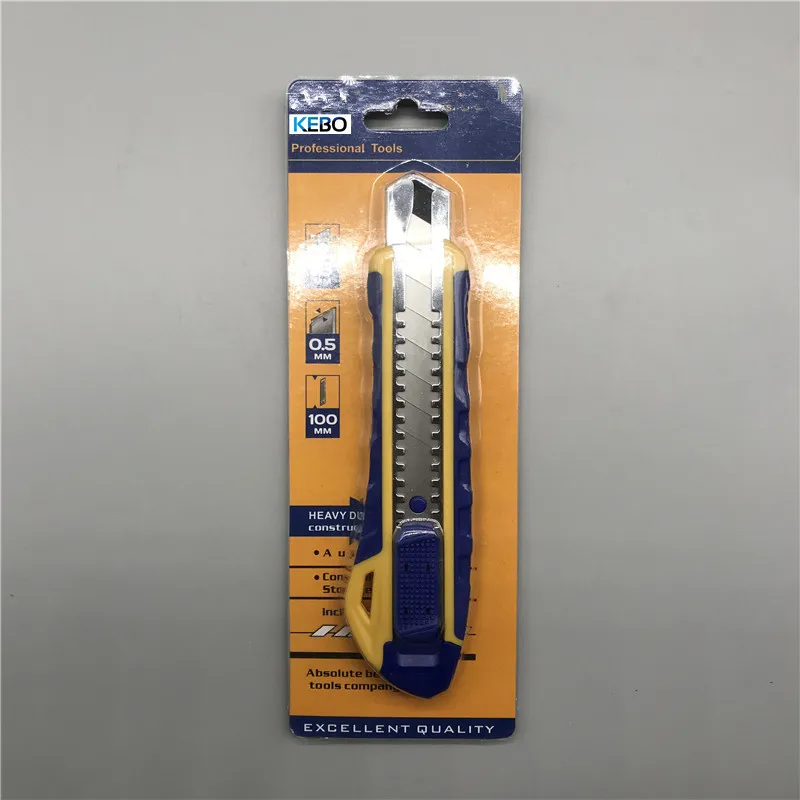 New design plastic retractable change blade box cutter utility knife 18mm