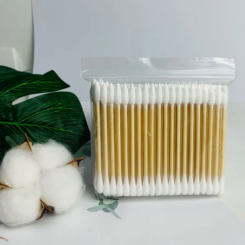 Custom Logo Wooden Cotton Buds Personal Care Cleaning Tools Wooden Stick Cotton Buds