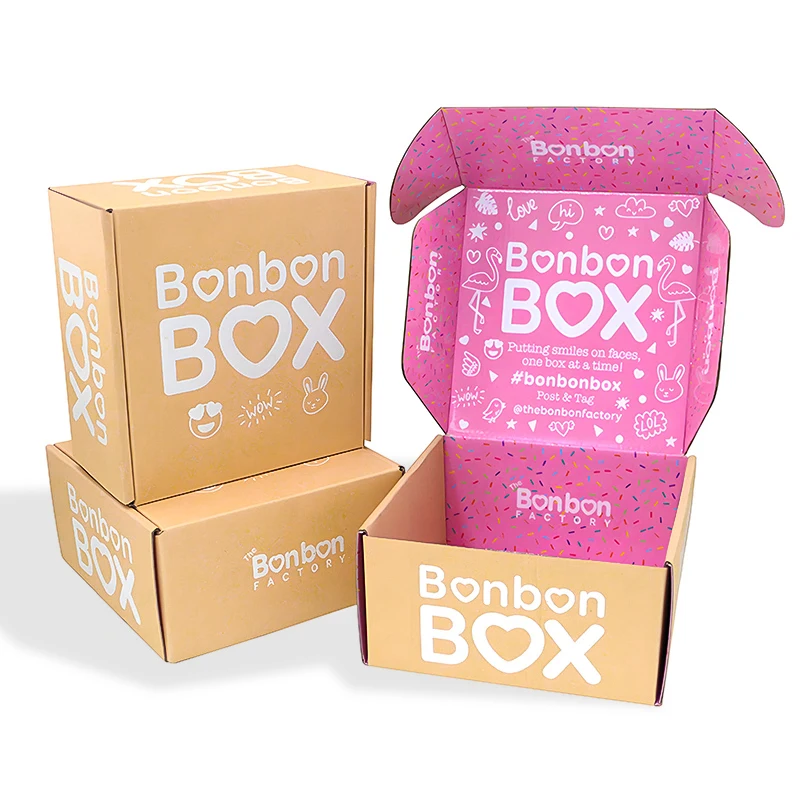 Custom Logo Pink Cartoon Airplane Mailer Carton Paper Cardboard Packaging Shipping Boxes Corrugated Box