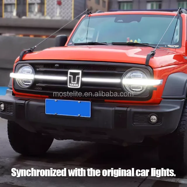New Grille Light Bar Illuminated Crystal Car Emblem Front Logo Running Lamp Lighting Kit for GWM Tank 300