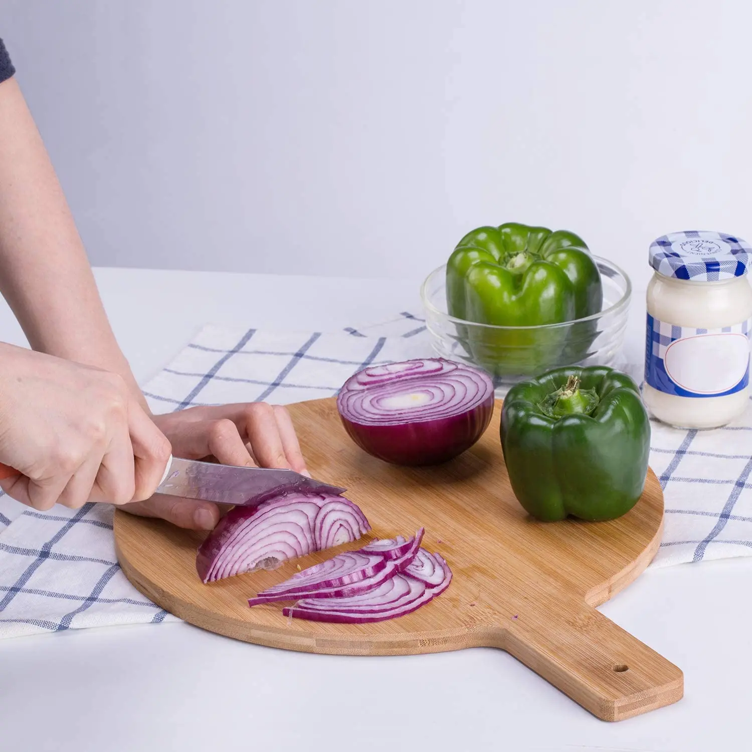 Bamboo Pizza Board 30 cm Chopping Board Serving Board with Handle  Board Pizza Plate Pizza Peel Board for Steak Cak