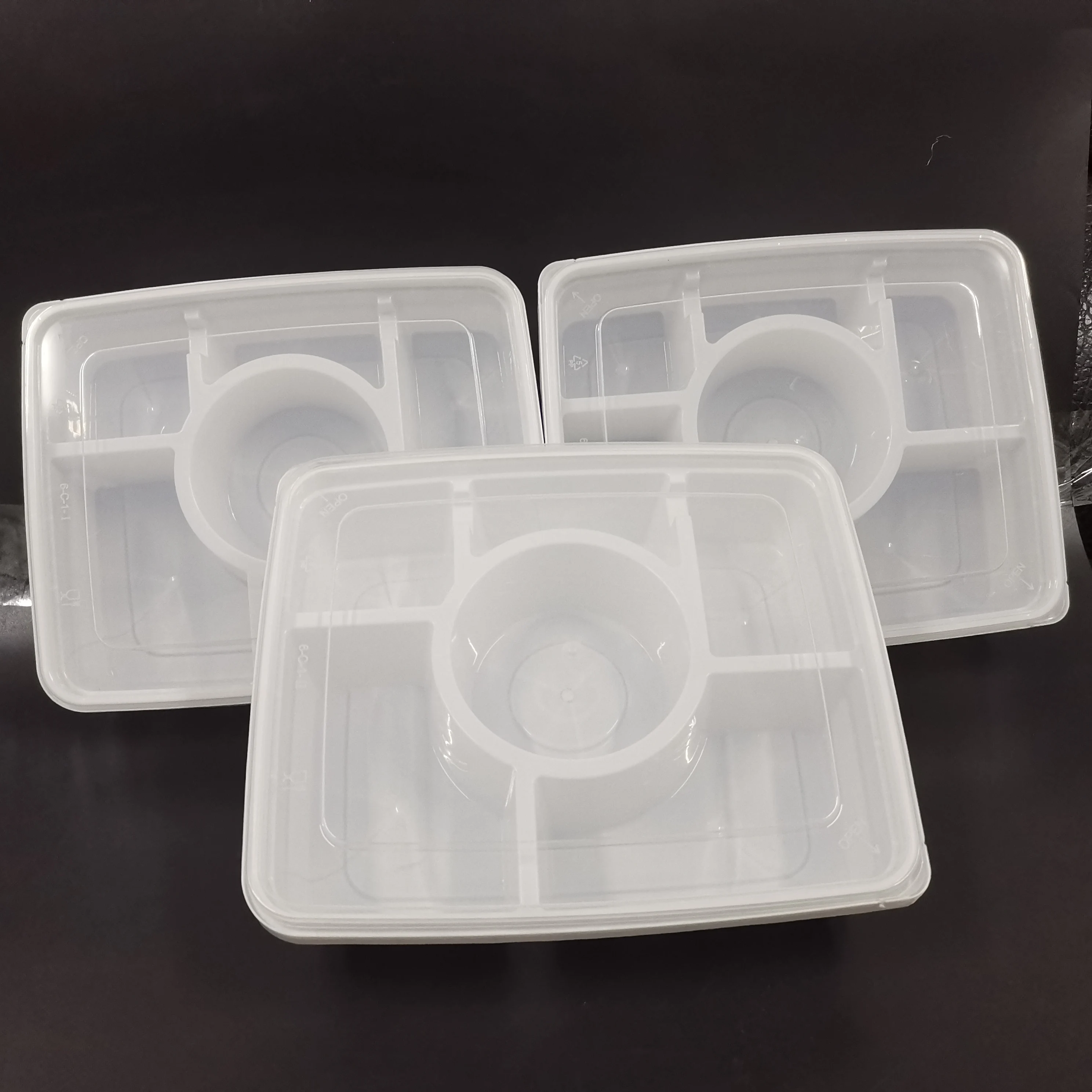 6 compartment disposable microwave takeout food containers plastic bento lunch box for fast food packing