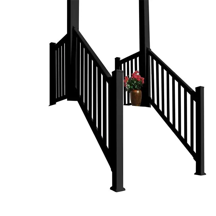 Staircase garden design balcony PVC outdoor fence sales black, all sold, smooth surface, easy to manage