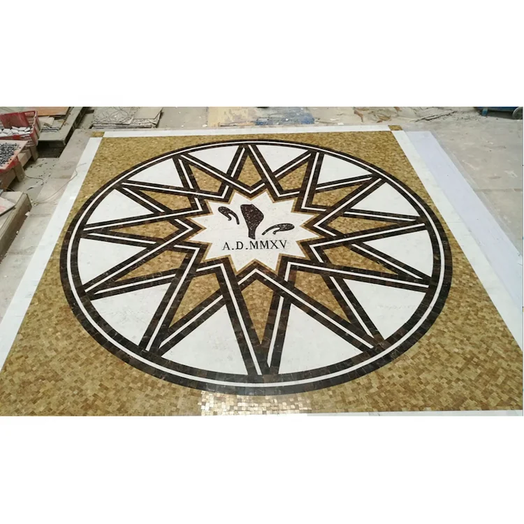Custom made mosaic compass floor medallion tile