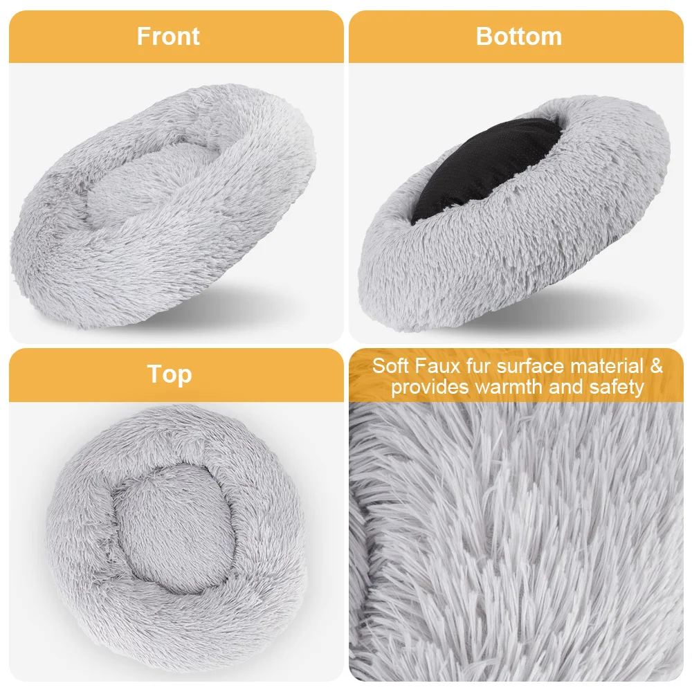 Super Soft Pet Bed Kennel Dog Round Cat Winter Warm Sleeping Bag Long Plush Large Puppy Cushion Mat Portable Cat Supplies