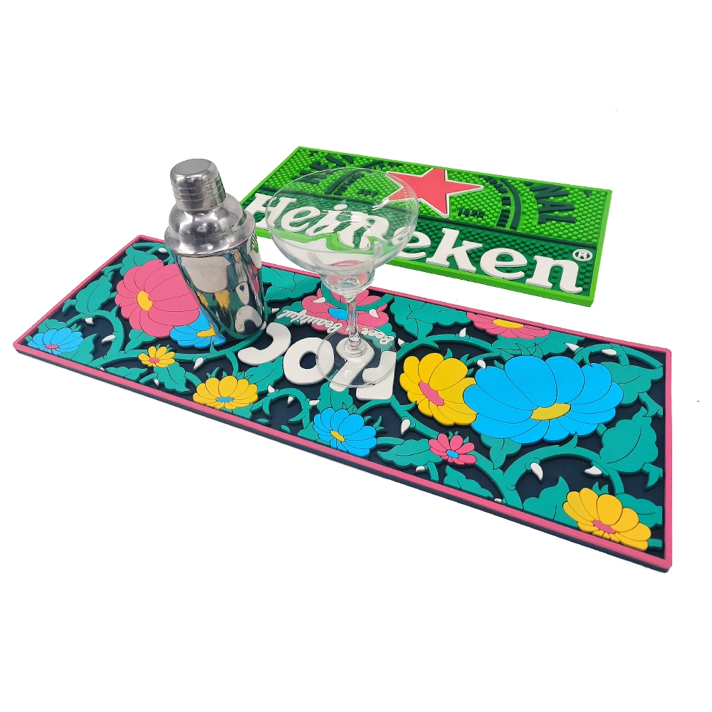 Wholesale Beer mat Anti-slip Natural  Nitrile Rubber bar runner With Bar accessories Custom printing LOGO Bar Spill Mat