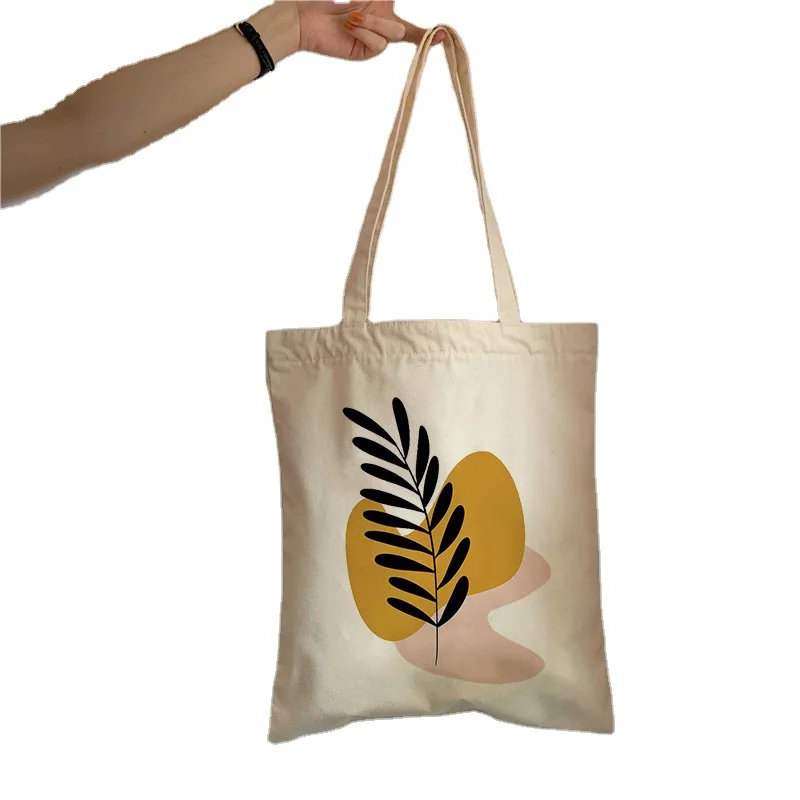 Wholesale Lady Harajuku Fashion Large Capacity Student Book Bag Retro Boho Plants Aesthetic Canvas Tote Bag