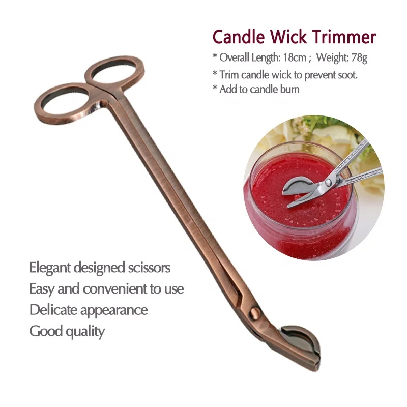2020 wholesale stainless steel wick dipper snuffer candle scissors copper color Candle wick trimmer