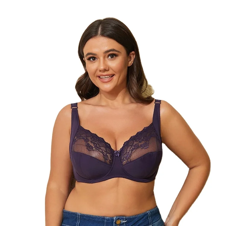 BOJIN New Women Steel Ring High Support Underwear Gathered Beautiful Back Full Cup Bras Large Size Sexy Lace Up Breathable Bra