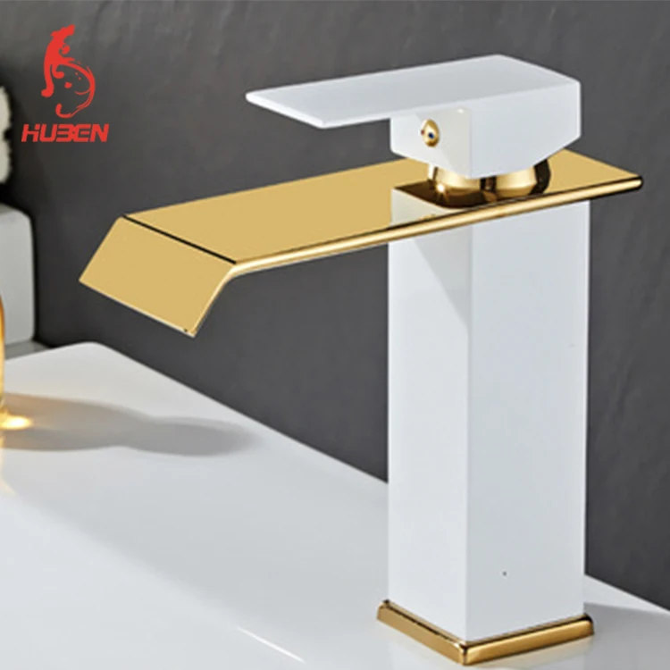 Stainless Steel Brass Waterfall Bathroom Basin Faucet Cold Hot Mixer Crane Sink Tap Square Bathroom Faucet