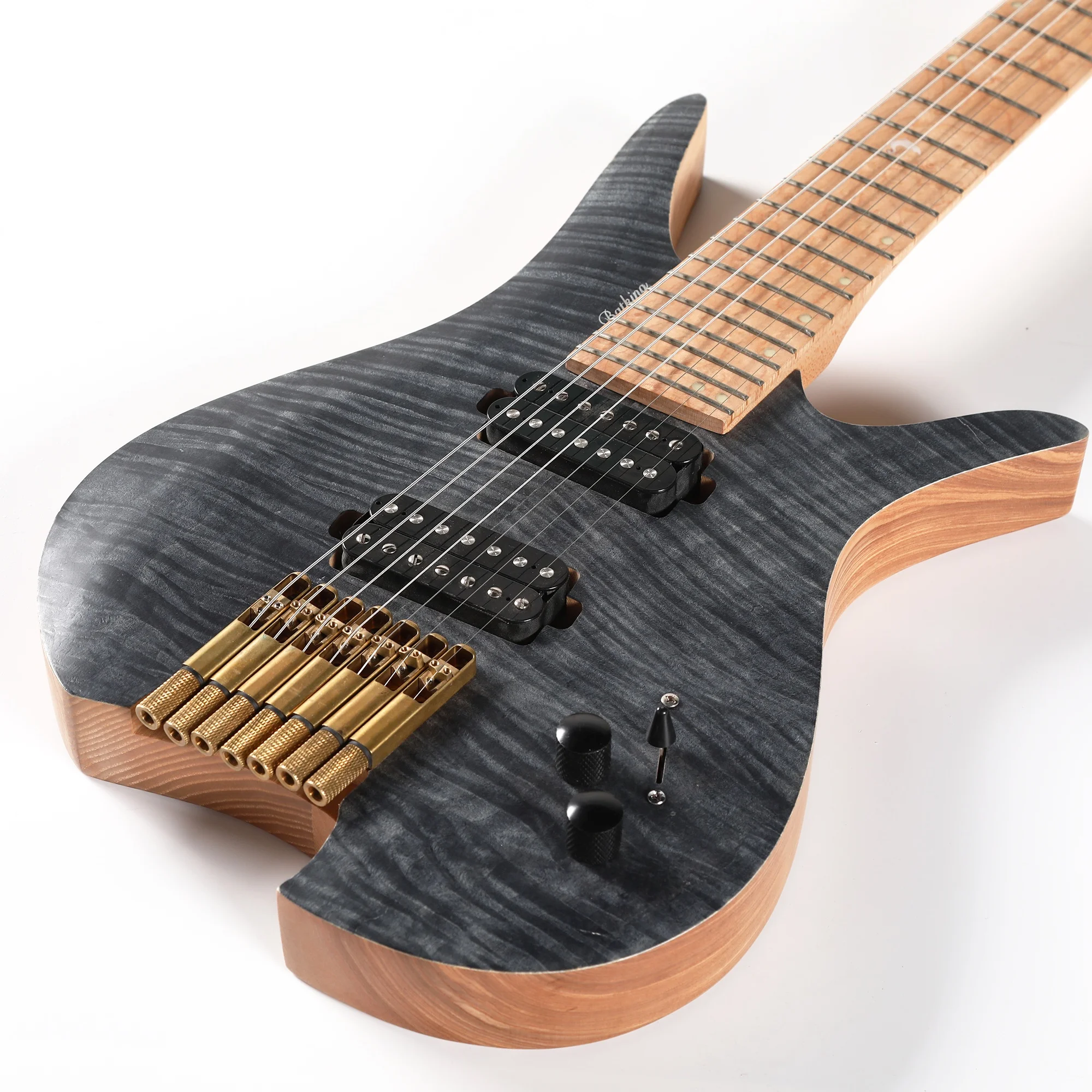 Batking 7 String  Fanned Fret Headless Electric Travel Guitar with Multiscale Birdeyes Fingerboard  Of Luminous Inlay