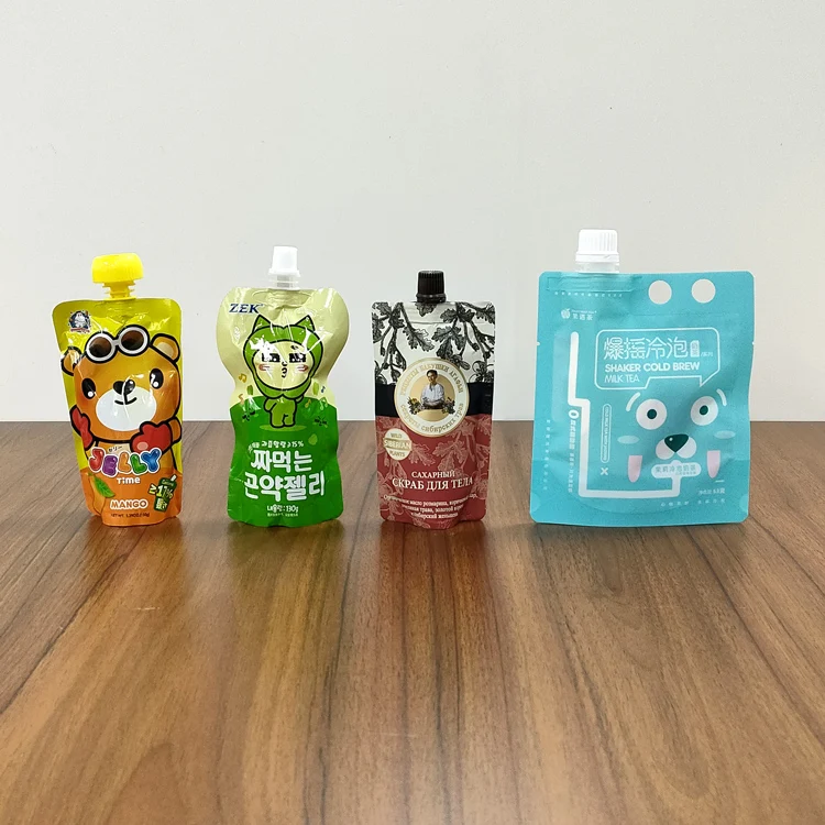 wholesale customized sour plum soup drink bag disposable juice bag milk tea takeaway packaging bag with spout