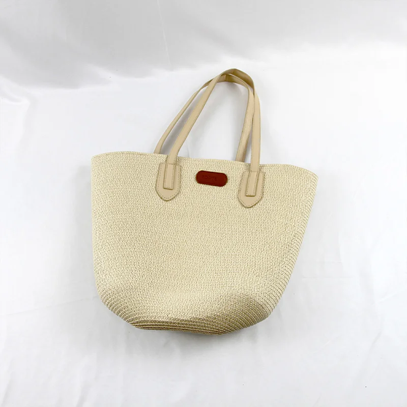 2024 Hot sale High Quality ladies Handbag Summer Beach Bag natural Straw bags with PU Handle