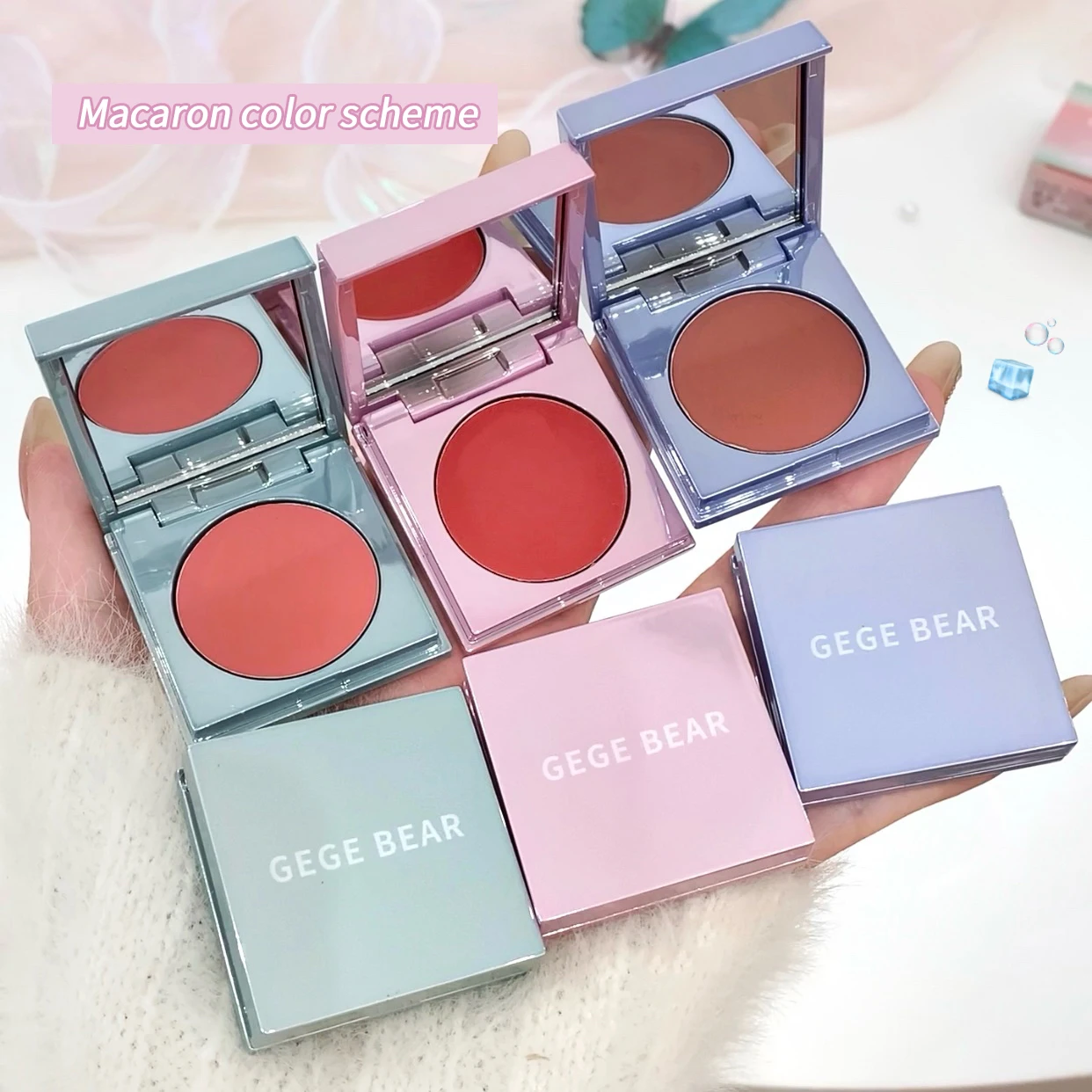 Gege Bear Dual-Use Lip And Cheek Cream Matte Young Girl Holding Makeup Improve Complexion Powder Blusher Lip Mud