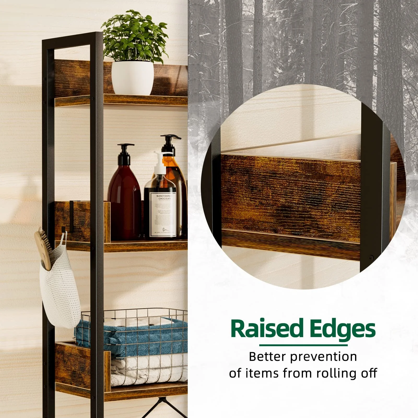 3 Tier Bathroom Toilet Shelf Bathroom Organizer Over Toilet Storage Rack Space Saver Above Toilet Shelves with Hooks