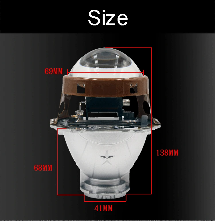 Super Bright Car HD Bifocal Lens 55W 6000LM Projector Headlights HID/LED Projector Lens for Auto