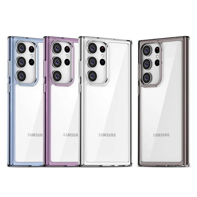 S23 Ultra Clear Case, Slim Fit Hard PC Back Hybrid Soft TPU Bumper Shock-Absorbing Mobile Cover Phone Case for Galaxy S23 Ultra