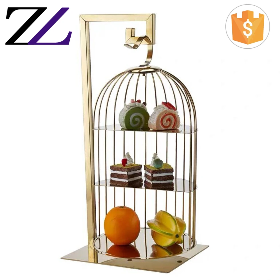 Wedding chaise de banquets 4 tier black slates serving platter golden plated s/s cupcake dessert food rack gold display shelf