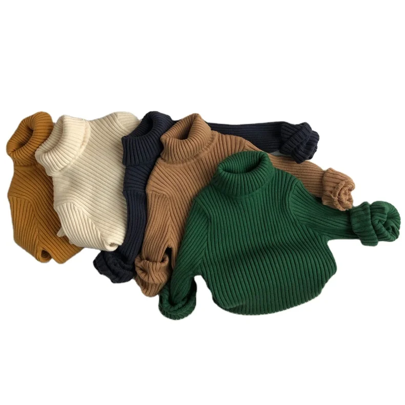 
Wholesale Winter Clothing Toddler Girl Clothes Knit Sweaters Warm Turtleneck Baby High Collar Pullover Sweater 