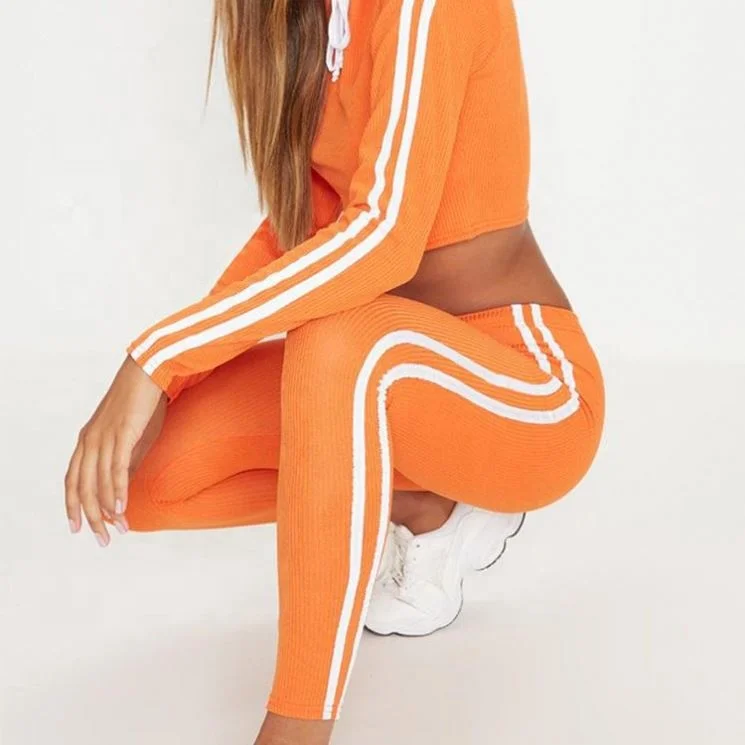 Latest Sports Wear Women Orange Tracksuit Sexy Jogging Suit ladies tracksuit