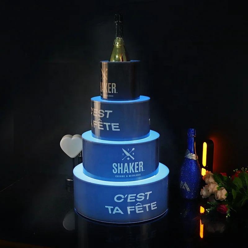 Nightclub Happy Birthday Cake stand with Shot Cup Tray VIP Led Birthday Cake Bottle Service Presenter