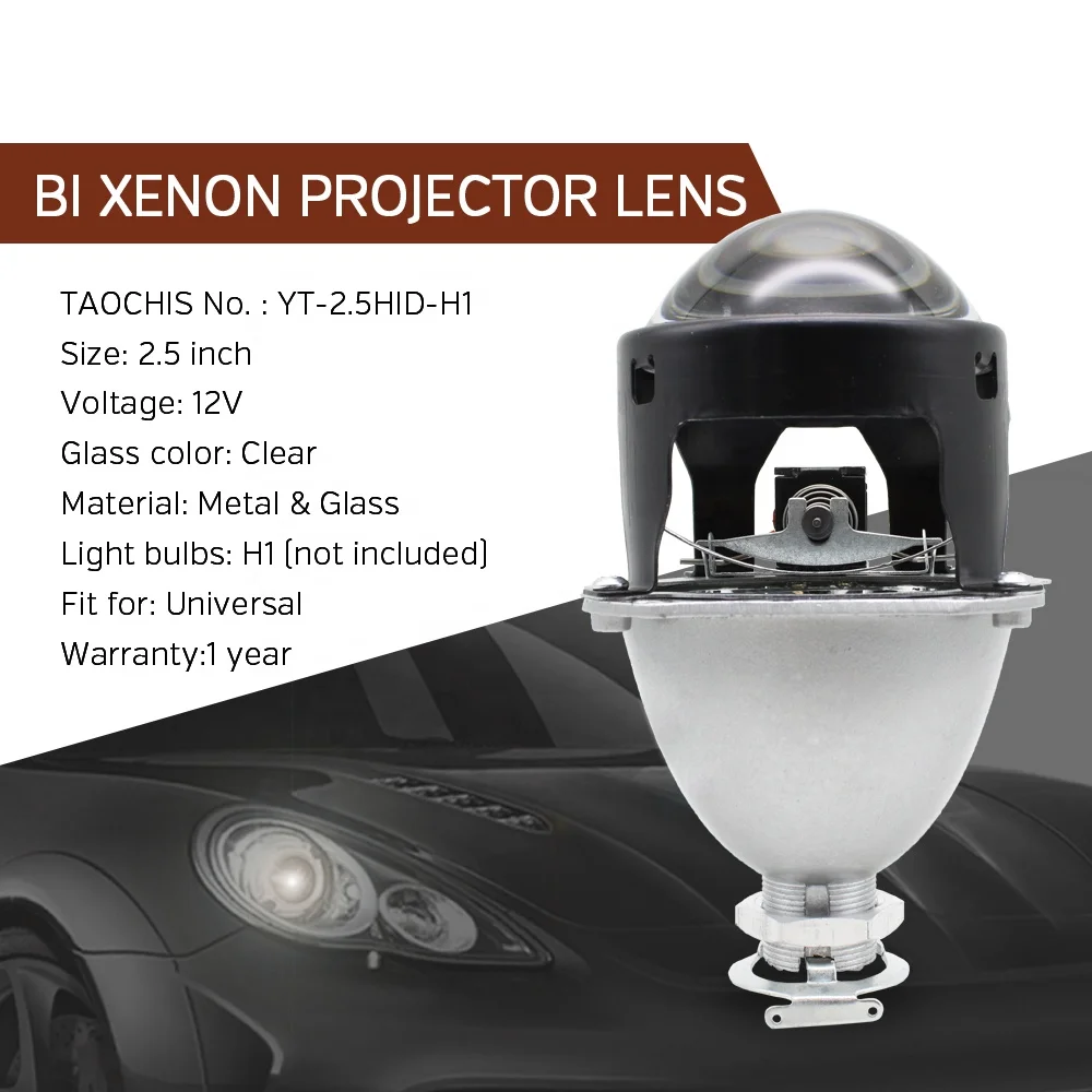 TAOCHIS Car Head light 2.5 inch Mini HID Bi-xenon Projector Lens universal Auto head lamp with high low beam H1 Xenon Bulbs