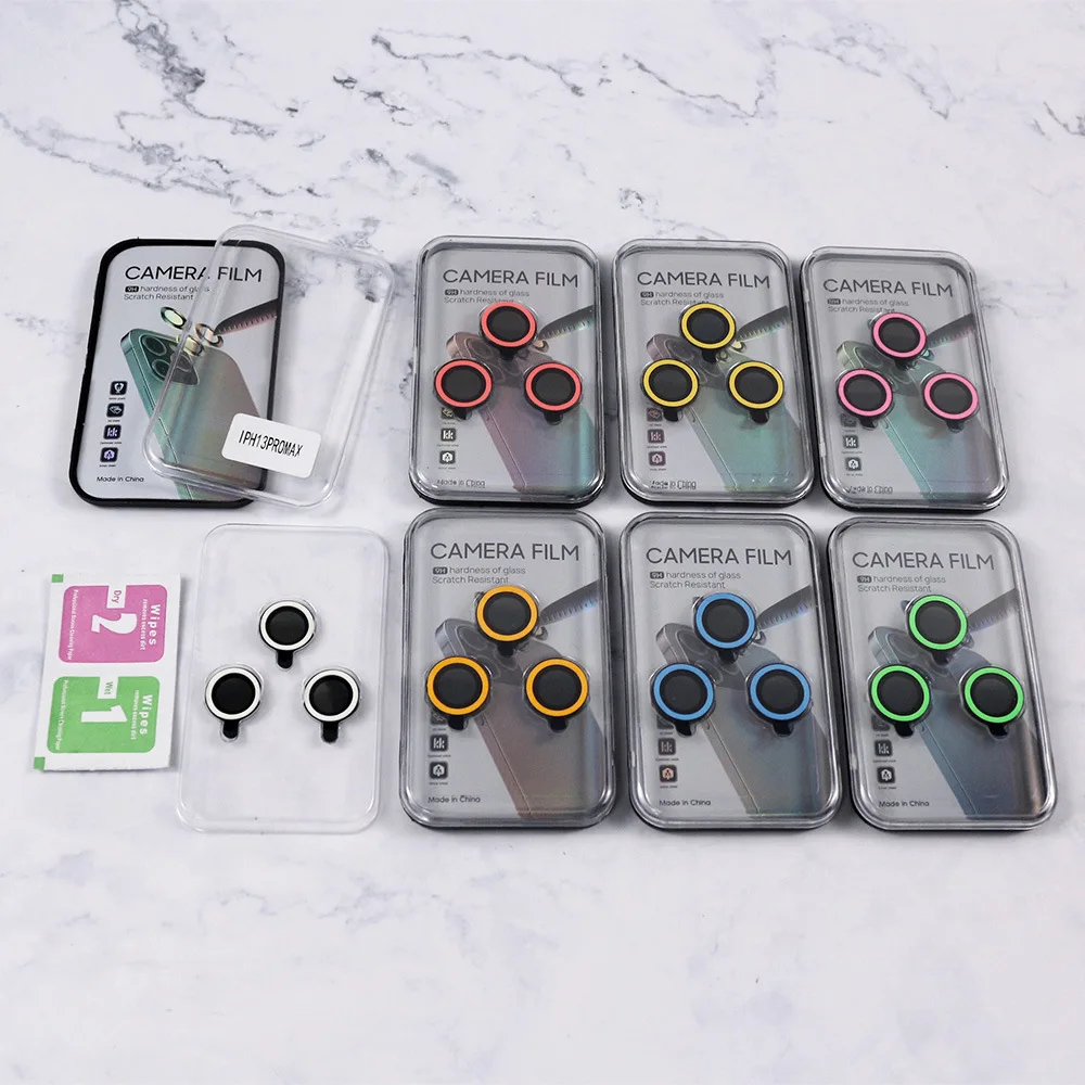 Anti Scratch Luminous iPhone camera lens neon screen protector film for iphone 14 13 pro max tempered glass protector de camara