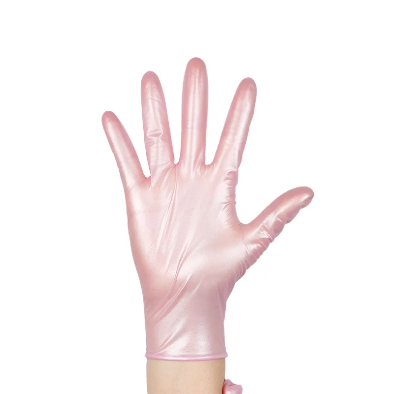 Disposable breathable pink  touch screen nitrile gloves for beauty center use