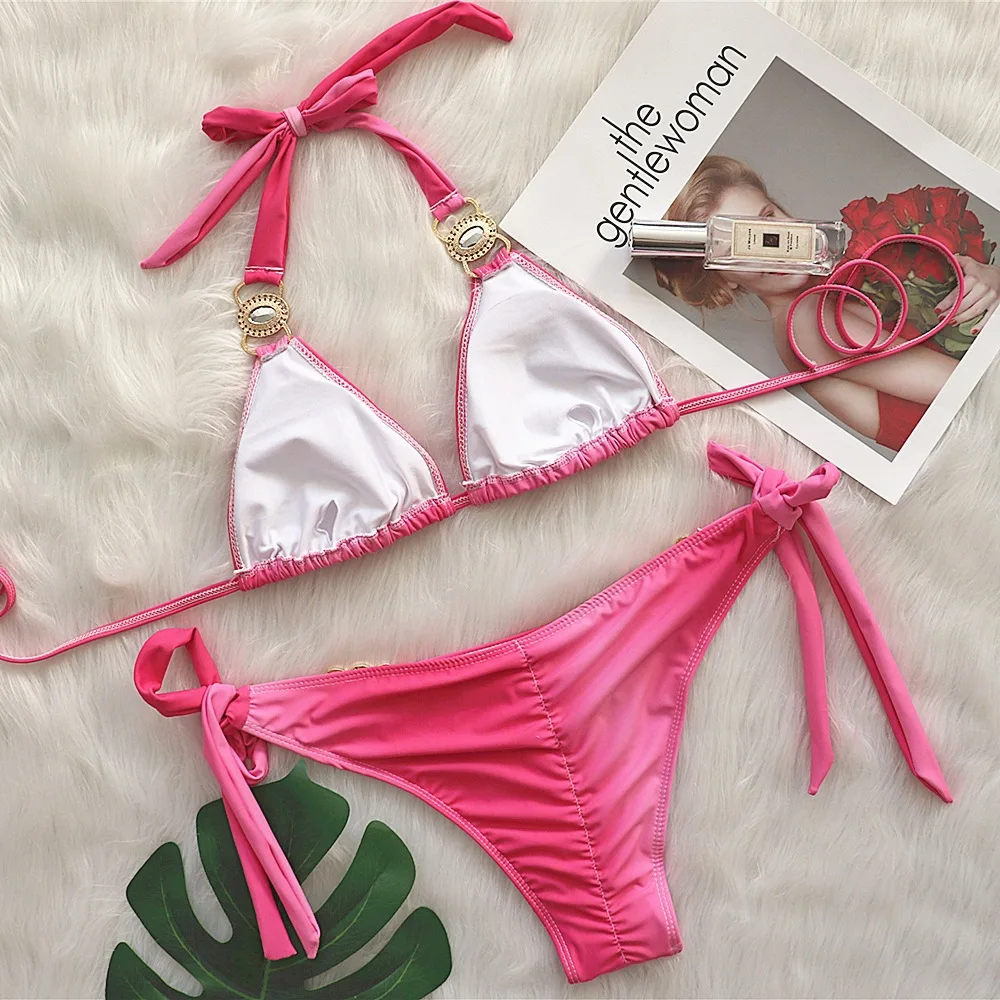 2022 Rhinestone Swimsuit Women Bikinis Crystal Diamond Bikini Set Metal Chain Swimwear female Luxury Aristocratic Swimming Suit
