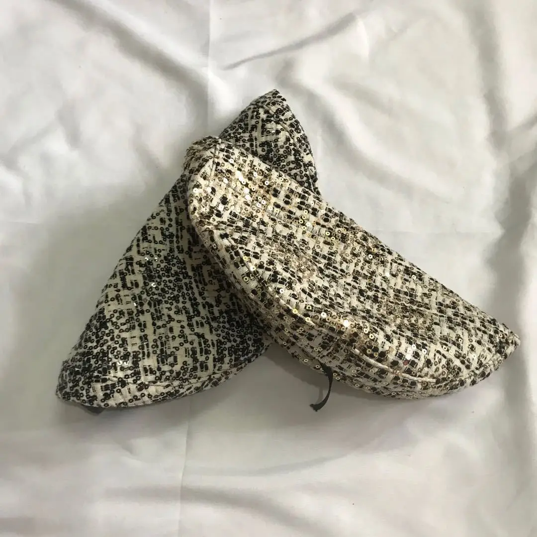 Customizable Women British Fashion Leisure Warmth Leather Hems Sequins Beret