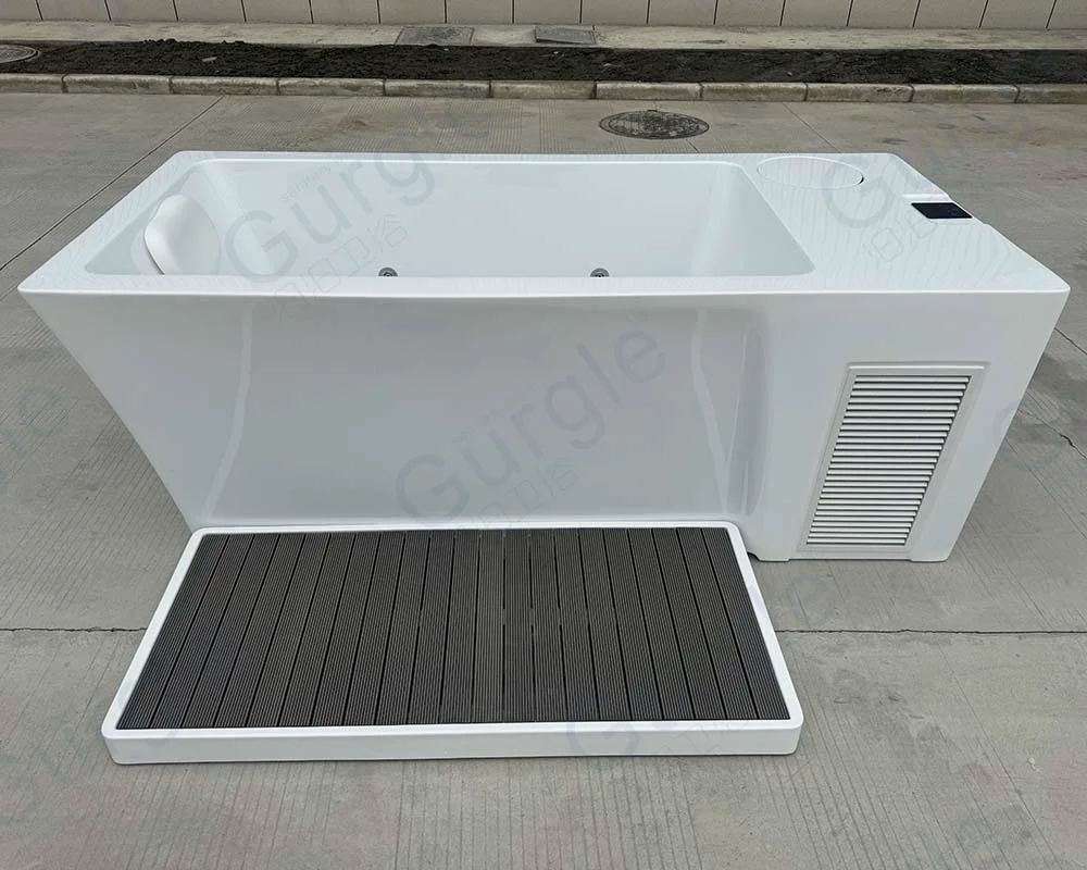 Athlete Square One Piece Ice Bath Tub Acrylic Cold Plunge Tub All in One With Built-In 1hp Chiller And Insulated Cover