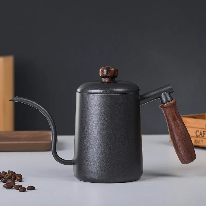 Stainless Steel Hand Coffee Pot Wooden Handle Narrow-billed Drip-type Coffee Ware With Scale
