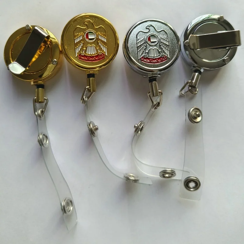 Factory United Arab Emirates Dubai Falcon Metal Reel Badge 3D Design Customized Logo UAE Gold Badge Holder