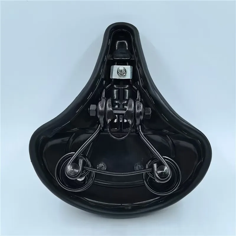 New Style Long Bicycle Saddle Big Foam with Steel Base and Clamp Simple Leather and PU Material Banana Bike Seat