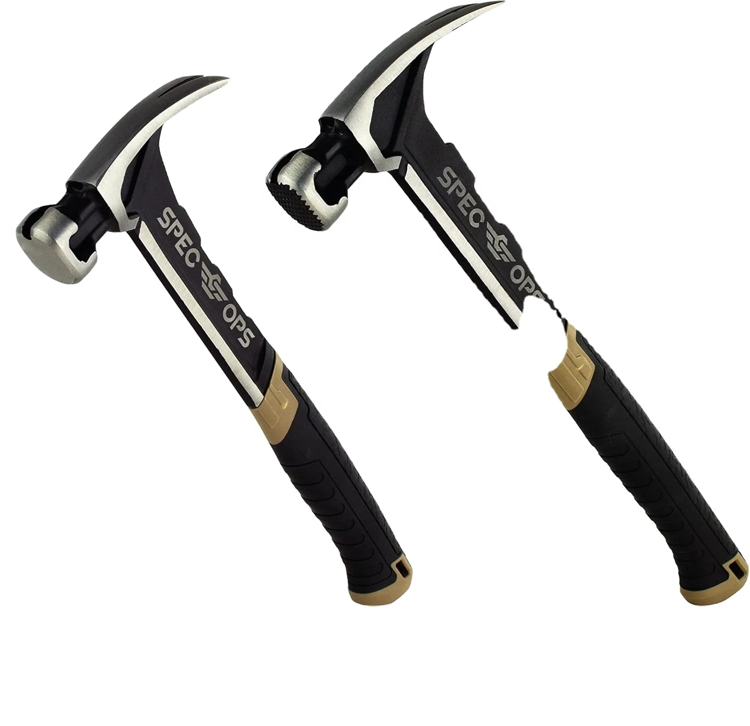 Spec Ops Tools Hammer Set, 20 oz Nailing Hammer and 22 oz Framing Hammer with Rip Claw & Soft Mallet Cap,Shock-Absorbing  Grip