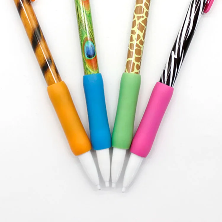 Custom Plastic 0.5mm or 0.7mm automatic mechanical pencil with soft rubber grip for school students