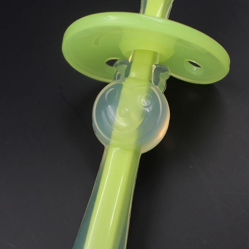 Capable Manufacturer Transparent Blue Handle Baby Silicone