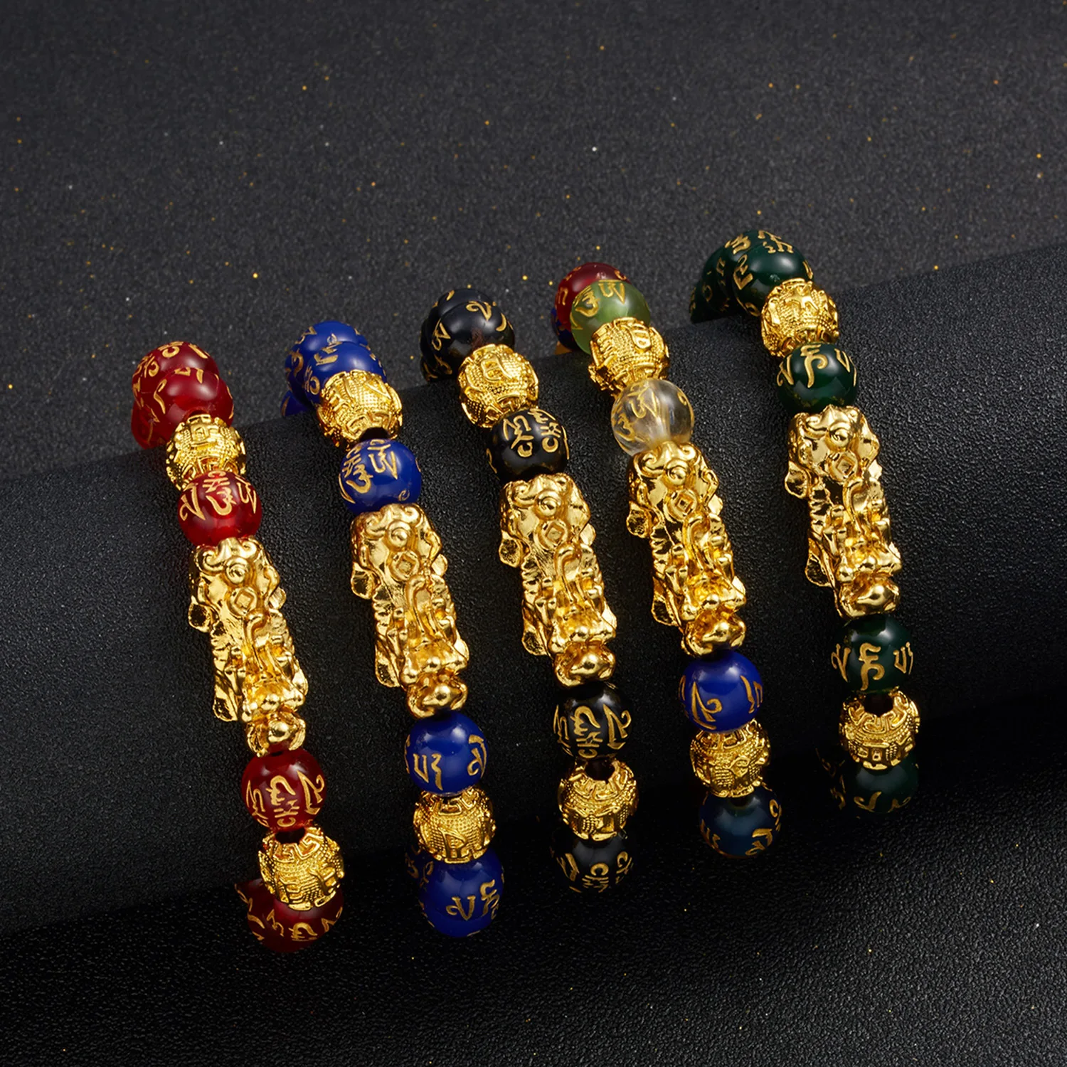 Luck Wealth Buddha Black Obsidian Stone Beads Bracelet hombre Retro Pixiu Charm Bracelet Gifts Men Women Feng Shui Bracelet