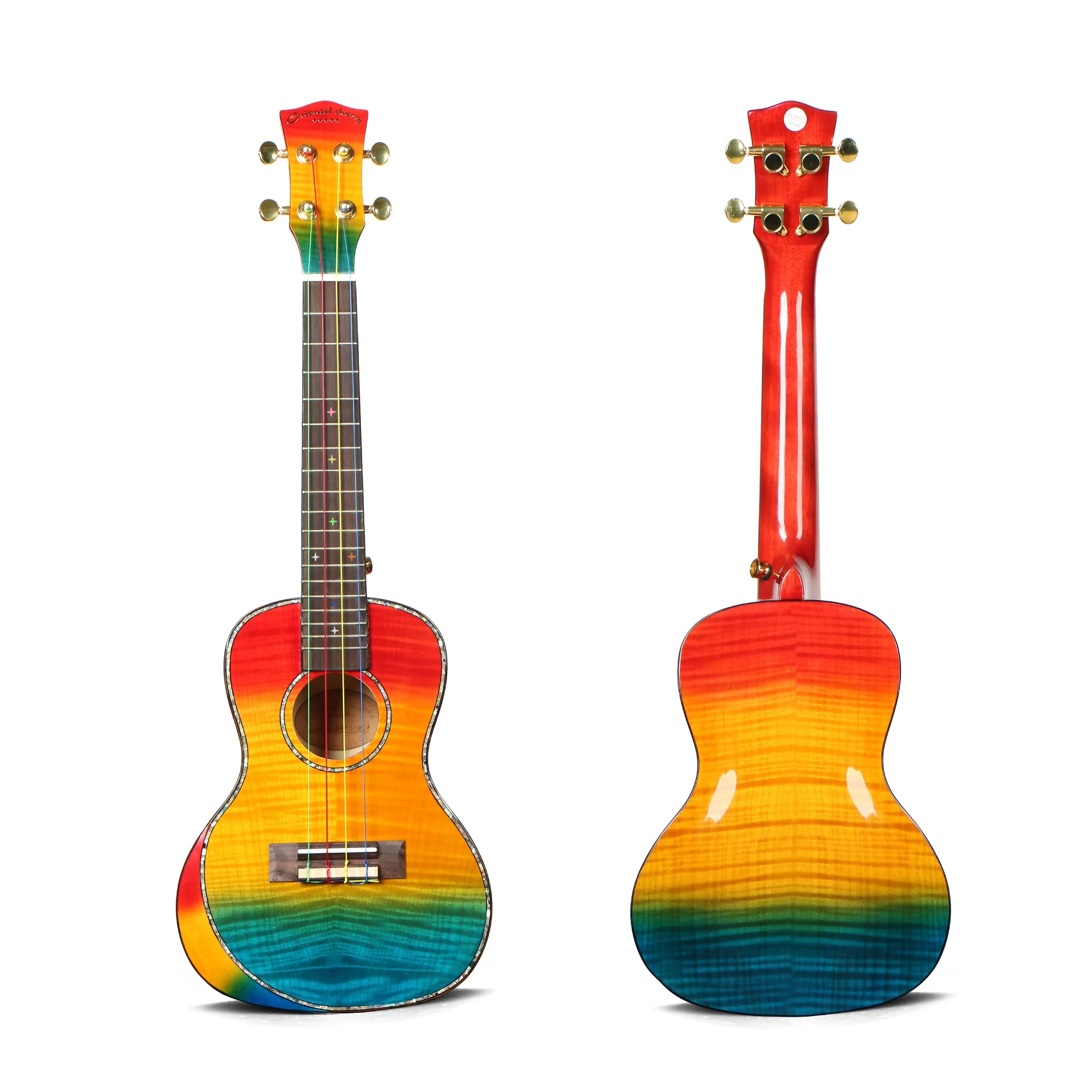 Oriental Cherry Tiger Maple Concert 24 Inch Ukulele With Armrest Oem Custom Ukulele For Wholesale