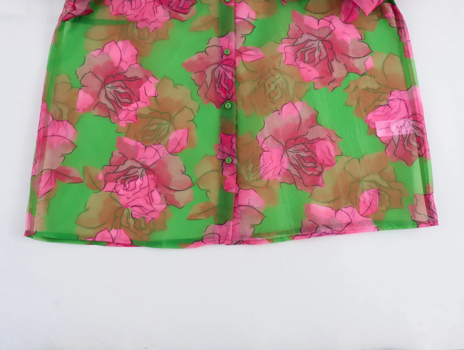 Bow tie collar long sleeve buttons up pink green color oversize casual fashion tops blouse for women