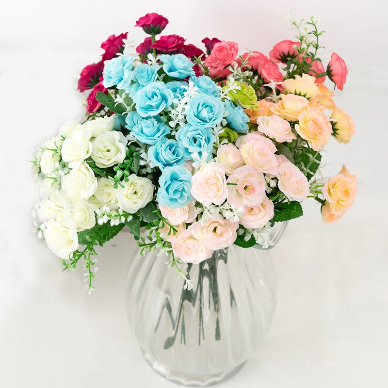 Artificial roses wholesale Rose Flower 5 branches wedding Decorative Flowers Artificial Rose Flower Bouquet