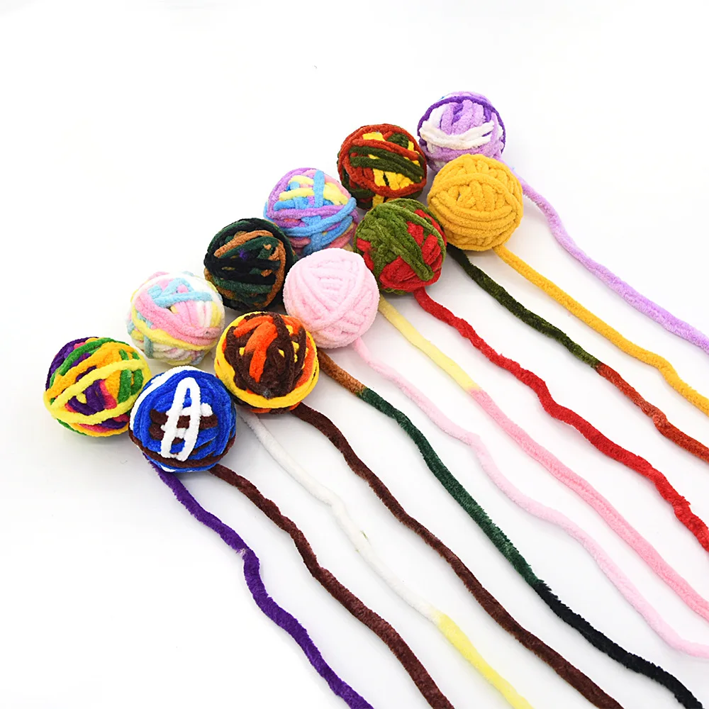 Pet products cat funny relieve boredom chew tease cat toy ball bell color wool ball