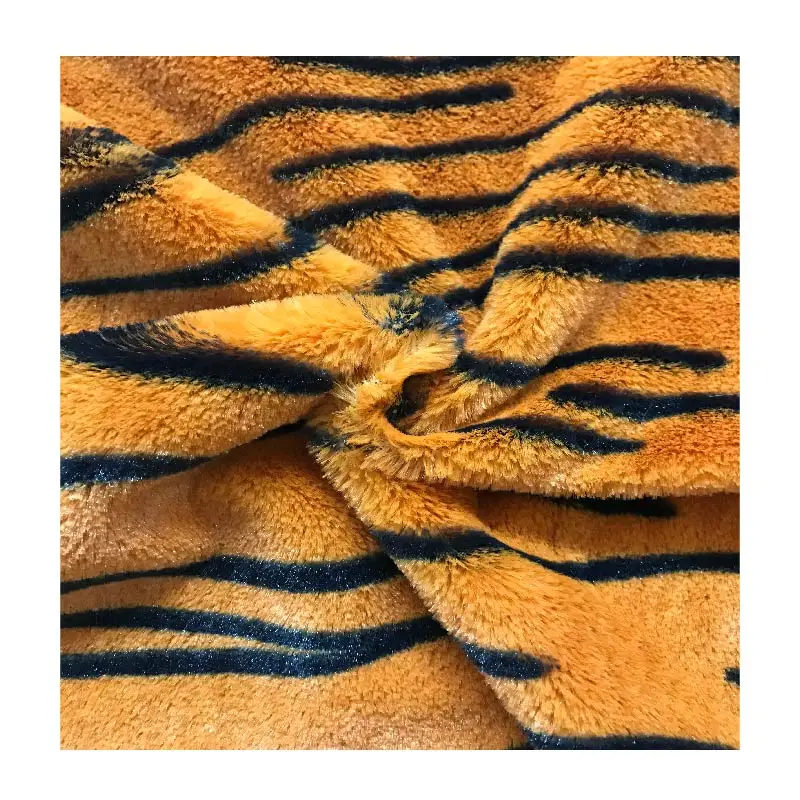 First class tiger pattern printing PV plush fabric for toys